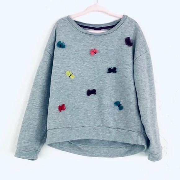TEA COLLECTION Dealan 3D Popover Tulle Butterfly Sweatshirt Sz 6 - Picture 1 of 2